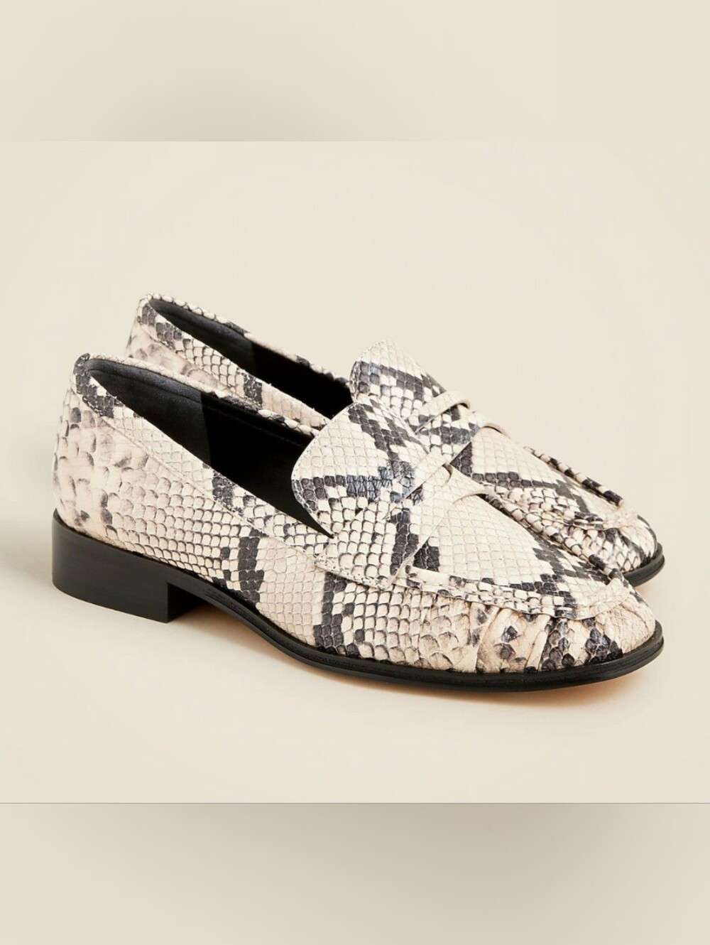 J. CREW Maison Ruched Loafer Leather Snake Size 7.5